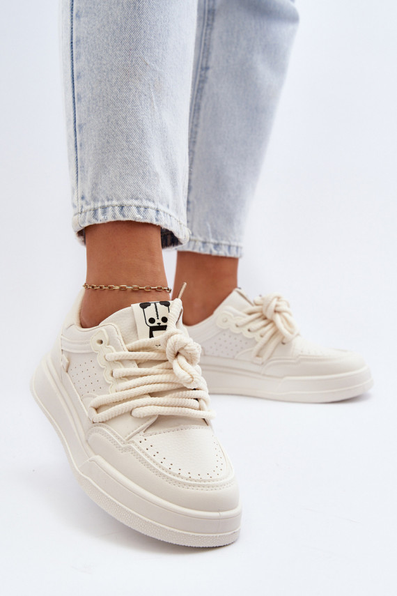 Sievišķīgs Sneakers modeļa apavi Eko Āda smilšu krāsas Avanalis