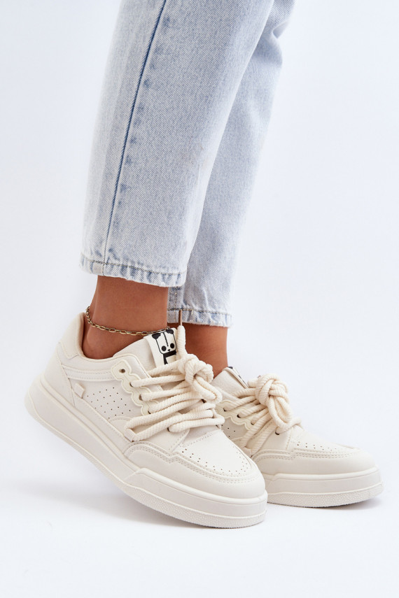 Sievišķīgs Sneakers modeļa apavi Eko Āda smilšu krāsas Avanalis