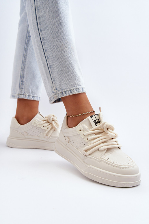 Sievišķīgs Sneakers modeļa apavi Eko Āda smilšu krāsas Avanalis