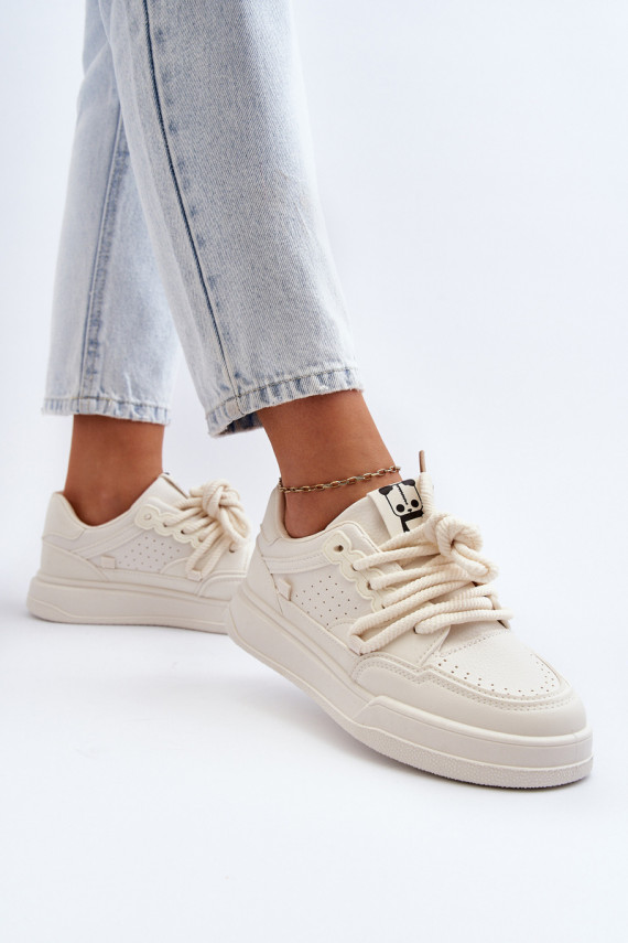 Sievišķīgs Sneakers modeļa apavi Eko Āda smilšu krāsas Avanalis
