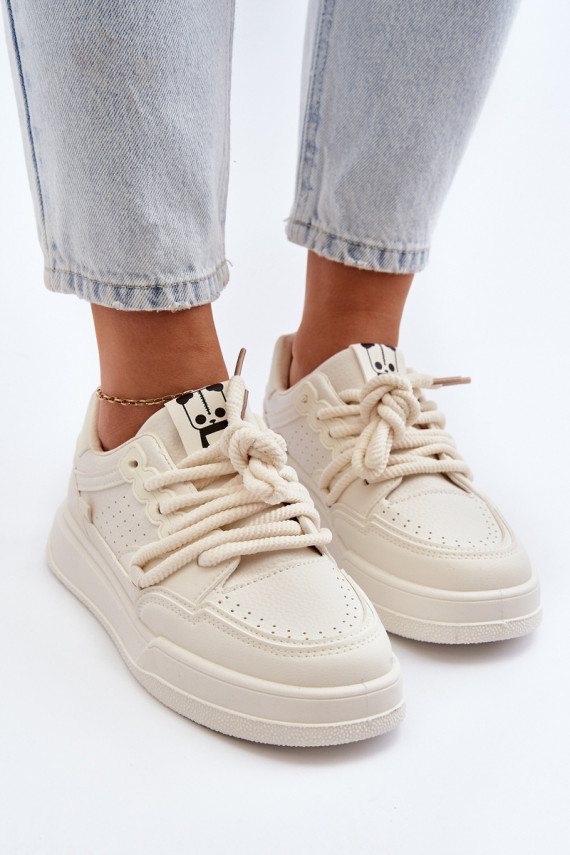 Sievišķīgs Sneakers modeļa apavi Eko Āda smilšu krāsas Avanalis
