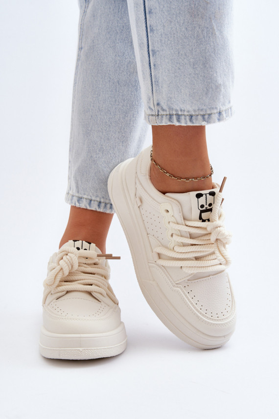 Sievišķīgs Sneakers modeļa apavi Eko Āda smilšu krāsas Avanalis