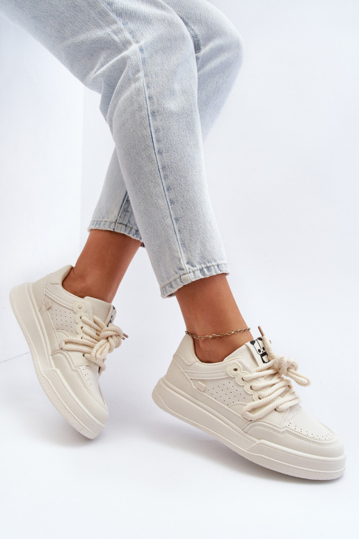 Sievišķīgs Sneakers modeļa apavi Eko Āda smilšu krāsas Avanalis