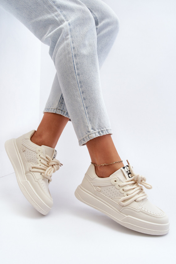 Sievišķīgs Sneakers modeļa apavi Eko Āda smilšu krāsas Avanalis