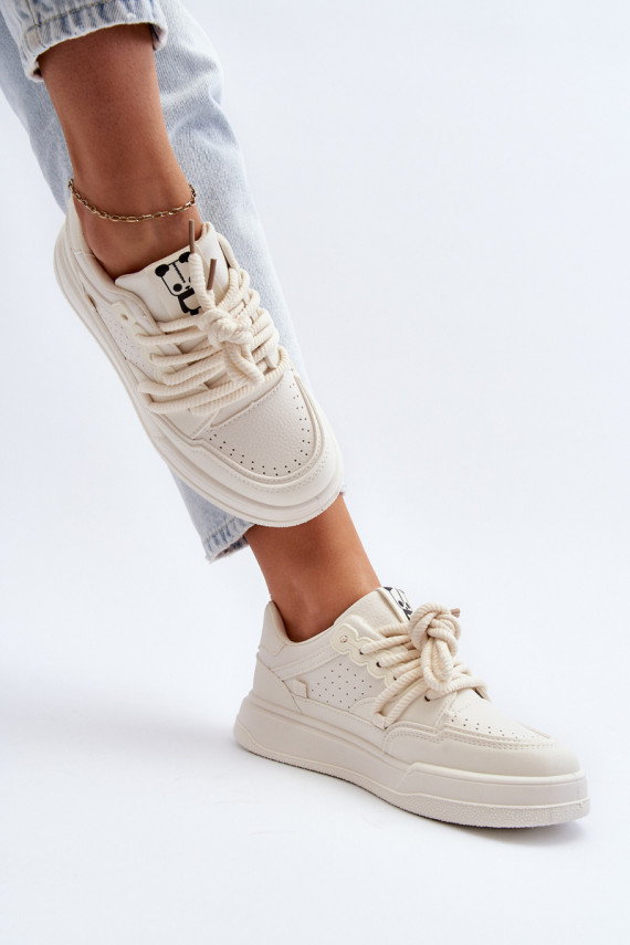 Sievišķīgs Sneakers modeļa apavi Eko Āda smilšu krāsas Avanalis