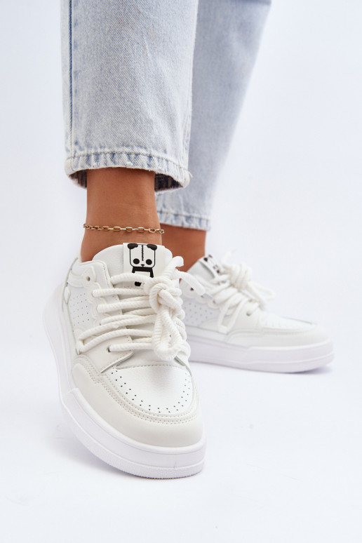 Sievišķīgs Sneakers modeļa apavi Eko Āda baltas krāsas Avanalis