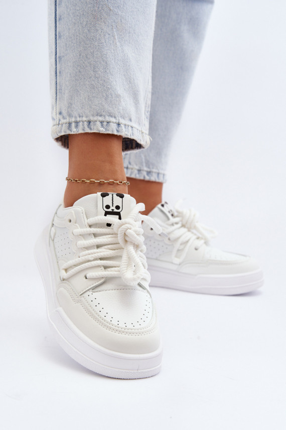 Sievišķīgs Sneakers modeļa apavi Eko Āda baltas krāsas Avanalis