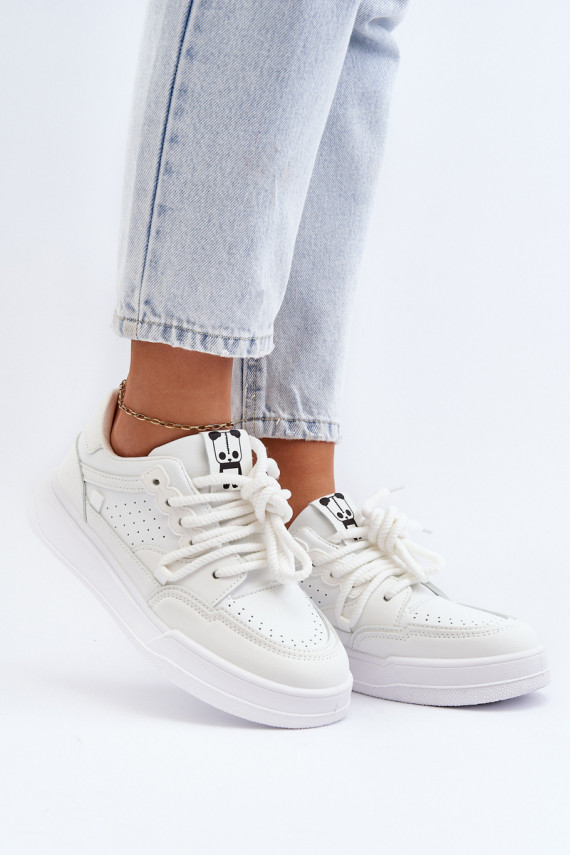 Sievišķīgs Sneakers modeļa apavi Eko Āda baltas krāsas Avanalis