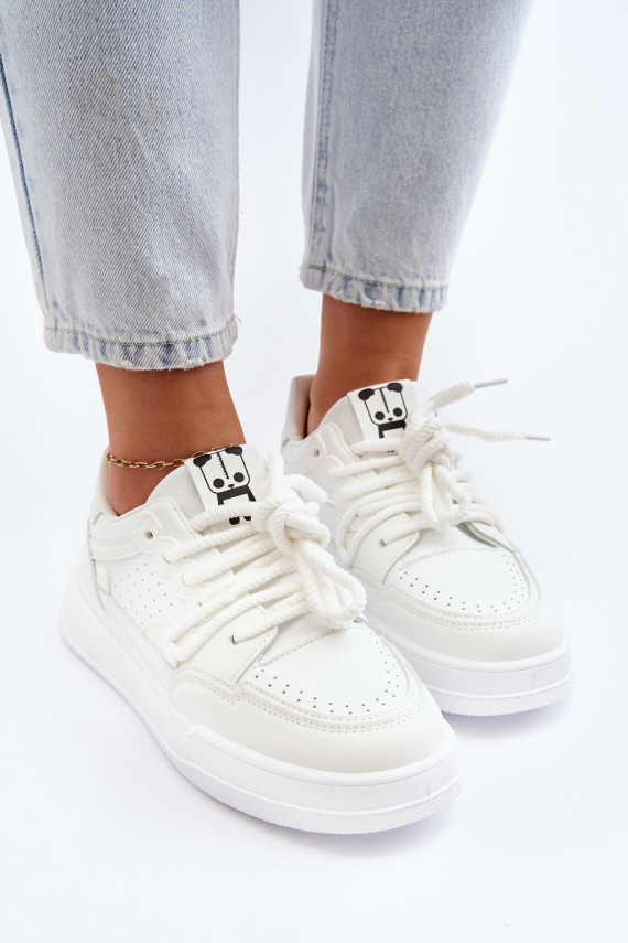 Sievišķīgs Sneakers modeļa apavi Eko Āda baltas krāsas Avanalis
