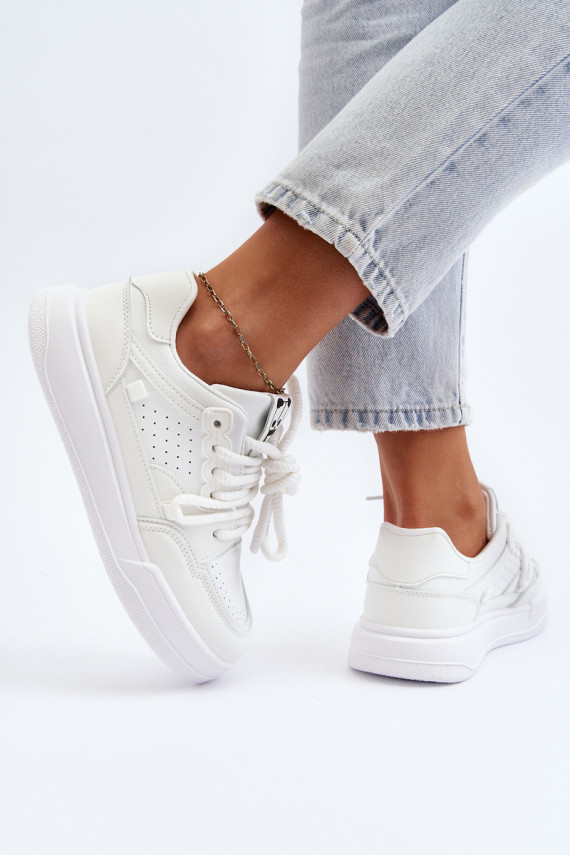 Sievišķīgs Sneakers modeļa apavi Eko Āda baltas krāsas Avanalis
