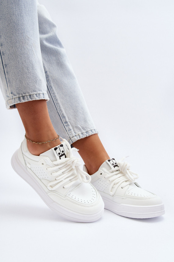 Sievišķīgs Sneakers modeļa apavi Eko Āda baltas krāsas Avanalis
