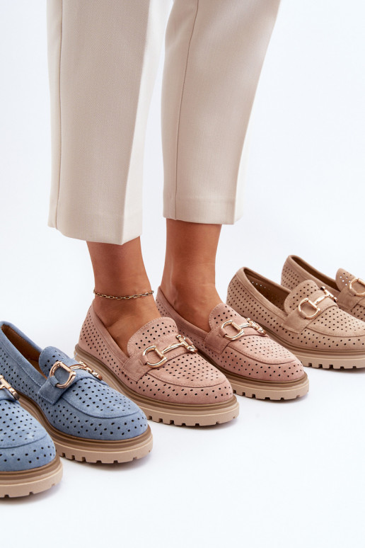 sieviešu mokasīni ar ažūra elementiem ar ornamentiem brūnas krāsas Talesse