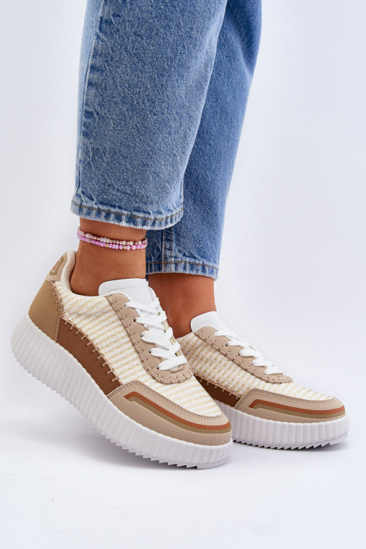 Sneakers modeļa apavi Sievišķīgs ar platformu smilšu krāsas Redala