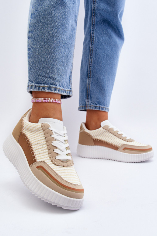 Sneakers modeļa apavi Sievišķīgs ar platformu smilšu krāsas Redala