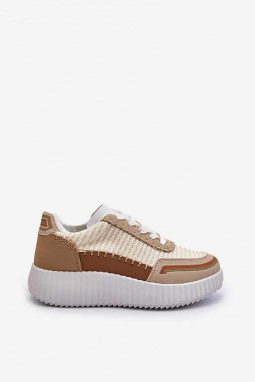 Sneakers modeļa apavi Sievišķīgs ar platformu smilšu krāsas Redala