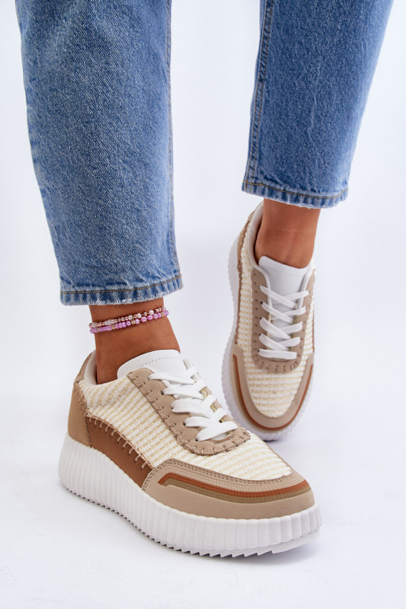Sneakers modeļa apavi Sievišķīgs ar platformu smilšu krāsas Redala