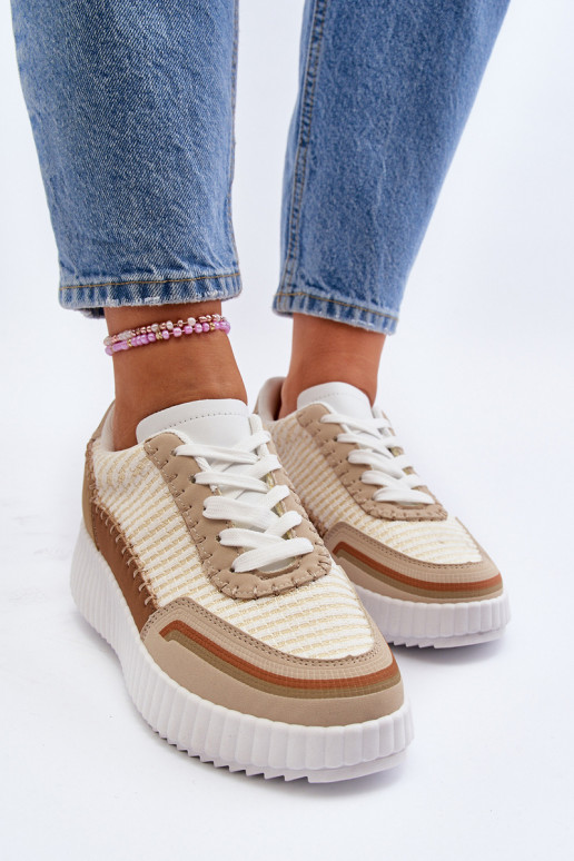 Sneakers modeļa apavi Sievišķīgs ar platformu smilšu krāsas Redala