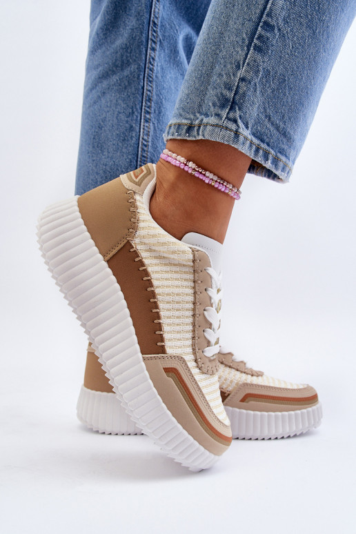 Sneakers modeļa apavi Sievišķīgs ar platformu smilšu krāsas Redala
