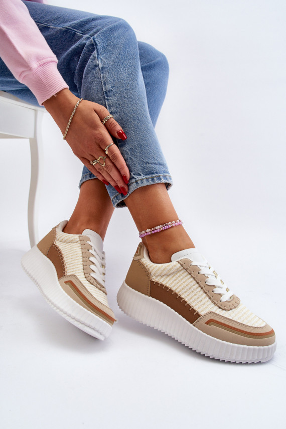 Sneakers modeļa apavi Sievišķīgs ar platformu smilšu krāsas Redala