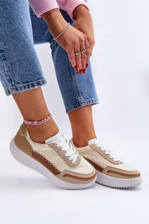 Sneakers modeļa apavi Sievišķīgs ar platformu smilšu krāsas Redala