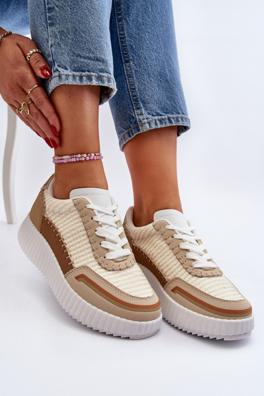 Sneakers modeļa apavi Sievišķīgs ar platformu smilšu krāsas Redala