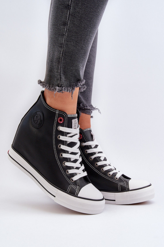 sieviešu puszābaki Uz ķīļa Cross Jeans NN2R4005 melnas krāsas