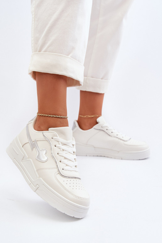 Sneakers modeļa apavi Sievišķīgs ar platformu baltas krāsas Zeparine