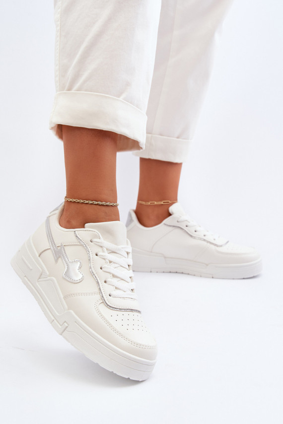 Sneakers modeļa apavi Sievišķīgs ar platformu baltas krāsas Zeparine