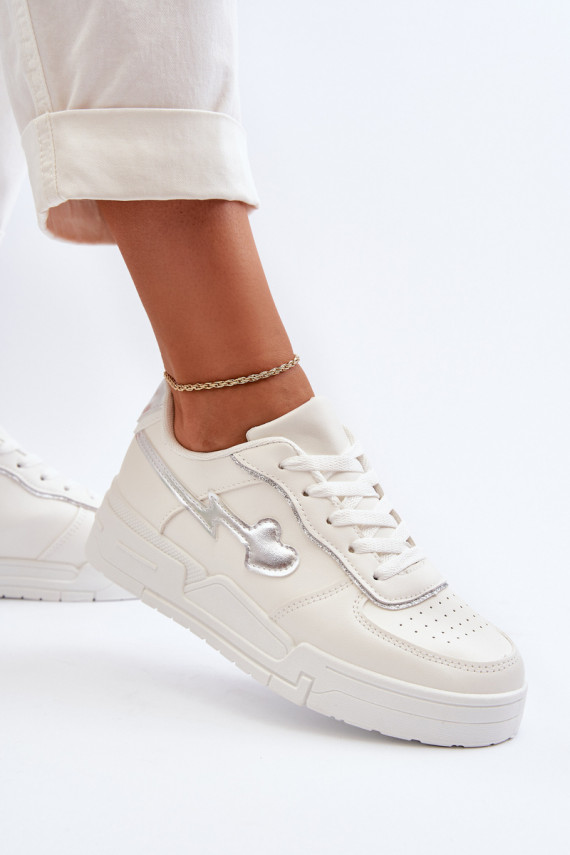 Sneakers modeļa apavi Sievišķīgs ar platformu baltas krāsas Zeparine