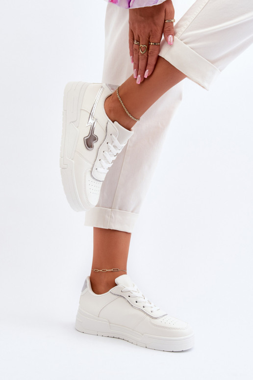 Sneakers modeļa apavi Sievišķīgs ar platformu baltas krāsas Zeparine