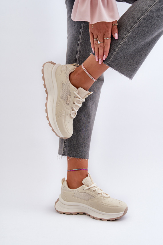 Sneakers modeļa apavi Sievišķīgs HI-POLY SYSTEM Big Star NN274A105 smilšu krāsas