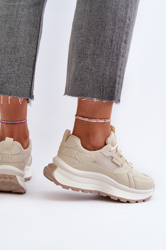 Sneakers modeļa apavi Sievišķīgs HI-POLY SYSTEM Big Star NN274A105 smilšu krāsas