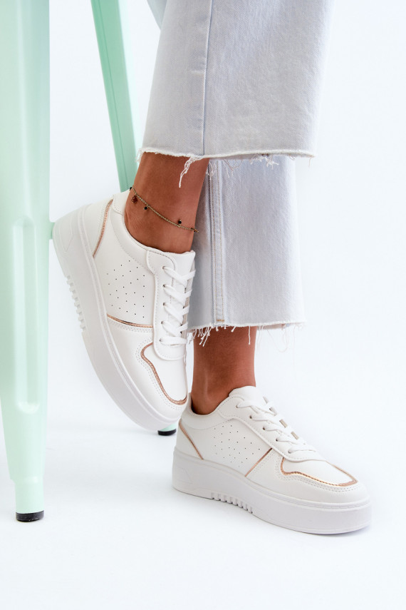 Sievišķīgs Sneakers modeļa apavi ar platformu baltas krāsas Tessama