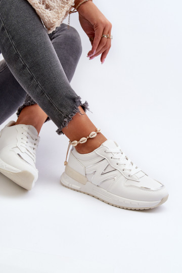 Sneakers modeļa apavi Sievišķīgs no eko ādas baltas krāsas Kaimans 2