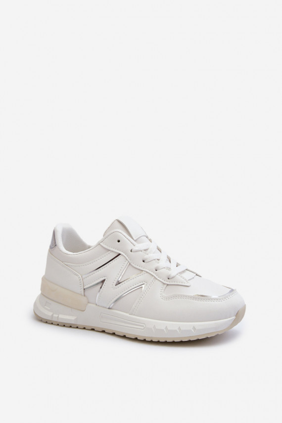 Sneakers modeļa apavi Sievišķīgs no eko ādas baltas krāsas Kaimans