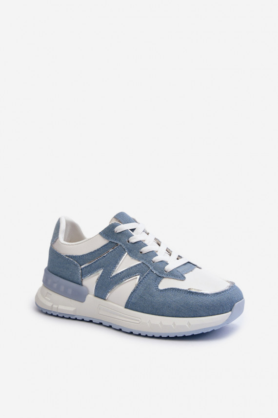 Džinsa auduma Sneakers modeļa apavi Sievišķīgs no eko ādas Zilas krāsas Kaimans