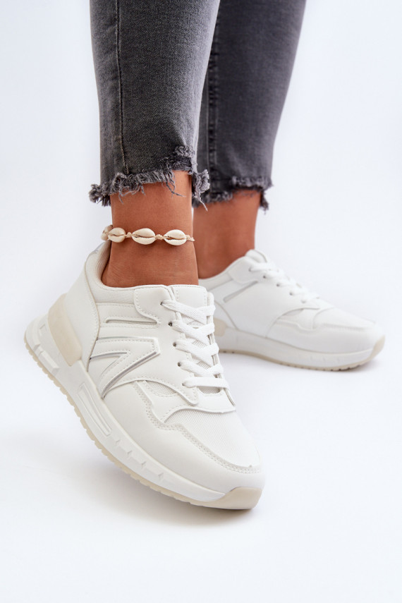 Sneakers modeļa apavi Sievišķīgs no eko ādas baltas krāsas Vinelli
