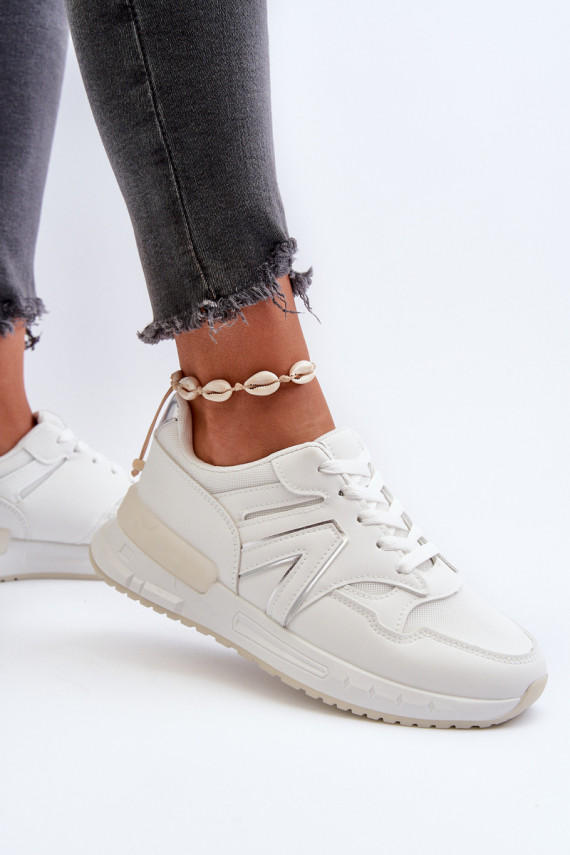 Sneakers modeļa apavi Sievišķīgs no eko ādas baltas krāsas Vinelli