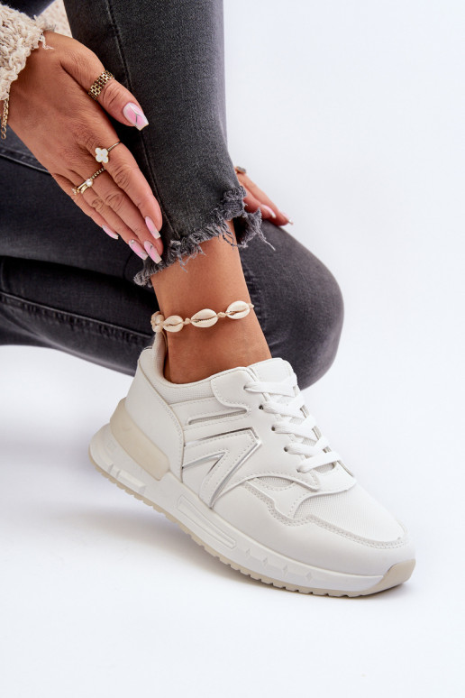Sneakers modeļa apavi Sievišķīgs no eko ādas baltas krāsas Vinelli