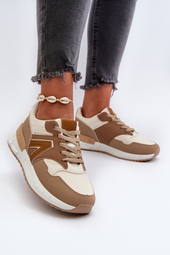 Sneakers modeļa apavi Sievišķīgs no eko ādas brūnas krāsas Vinelli
