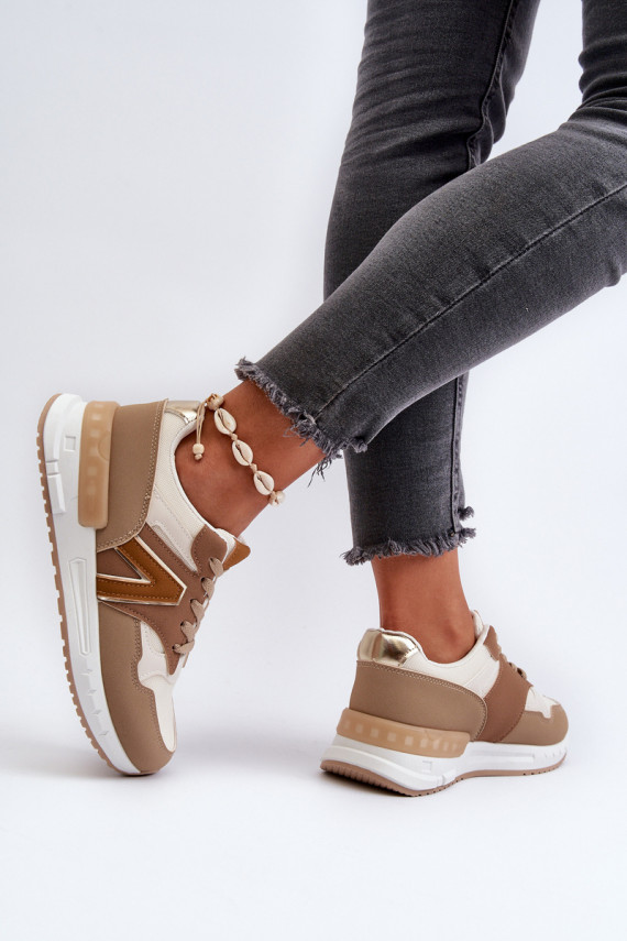 Sneakers modeļa apavi Sievišķīgs no eko ādas brūnas krāsas Vinelli