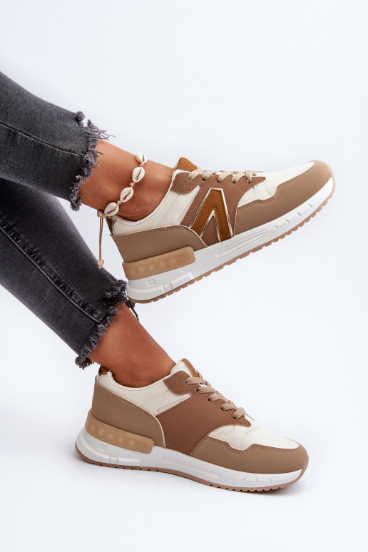 Sneakers modeļa apavi Sievišķīgs no eko ādas brūnas krāsas Vinelli