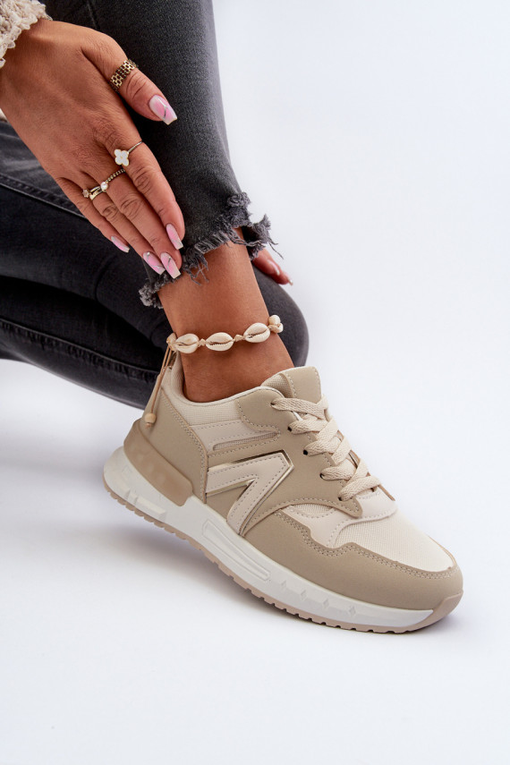 Sneakers modeļa apavi Sievišķīgs no eko ādas smilšu krāsas Vinelli