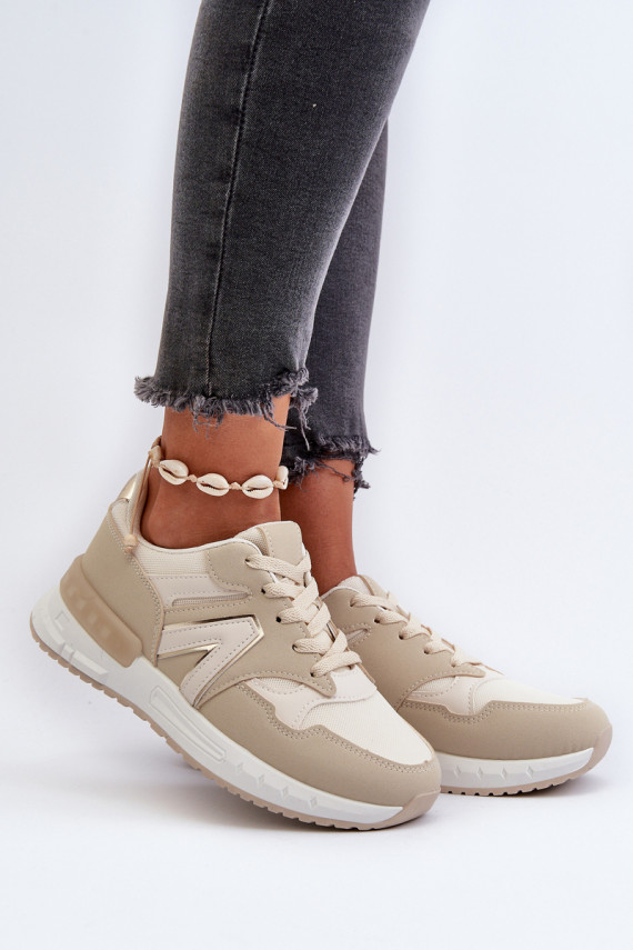 Sneakers modeļa apavi Sievišķīgs no eko ādas smilšu krāsas Vinelli