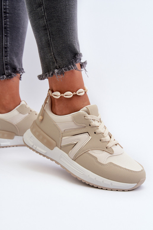 Sneakers modeļa apavi Sievišķīgs no eko ādas smilšu krāsas Vinelli