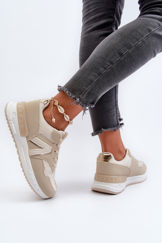 Sneakers modeļa apavi Sievišķīgs no eko ādas smilšu krāsas Vinelli
