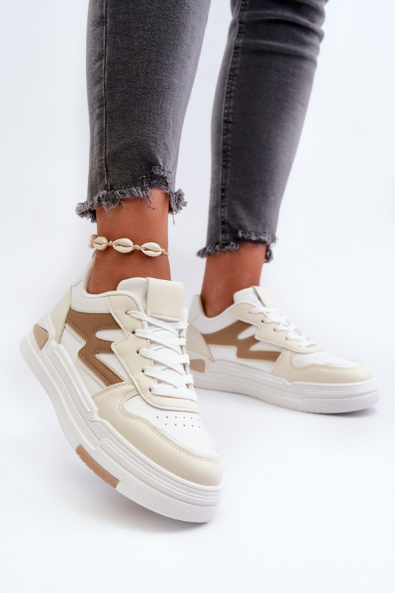 Sneakers modeļa apavi Sievišķīgs ar platformu no eko ādas smilšu krāsas Lynnette