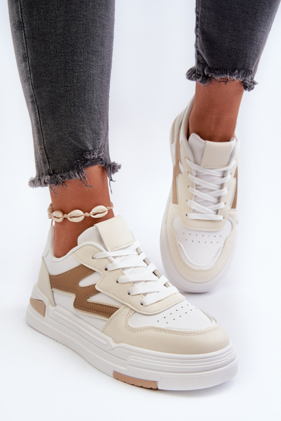 Sneakers modeļa apavi Sievišķīgs ar platformu no eko ādas smilšu krāsas Lynnette