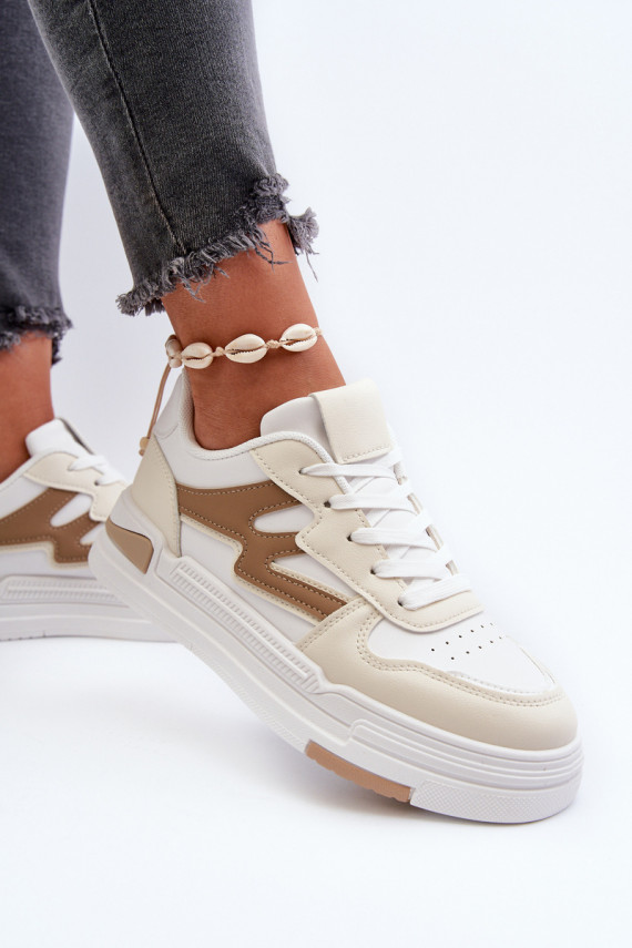 Sneakers modeļa apavi Sievišķīgs ar platformu no eko ādas smilšu krāsas Lynnette