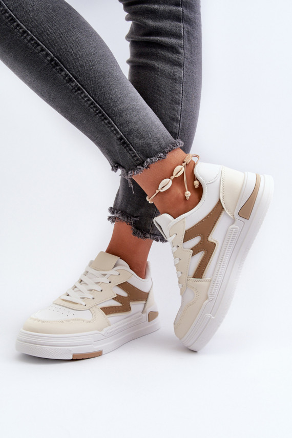 Sneakers modeļa apavi Sievišķīgs ar platformu no eko ādas smilšu krāsas Lynnette